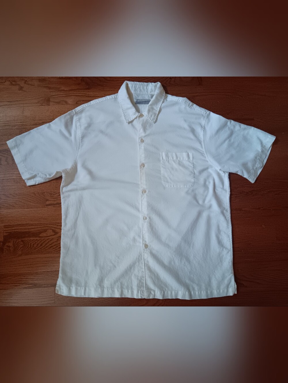 Vintage Fieldmaster Men's Large Linen Blend Short Sleeve Shirt Off White/Cream